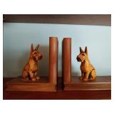 Wooden Carved Terrier Bookends