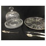 Cut Glass Cheese Plates And Serving Platter
