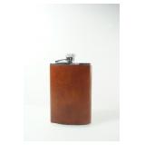 LEATHER WRAPPED STAINLESS STEEL FLASK