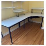 WHITE L-SHAPE CORNER DESK W/KEYBOARD DRAWER