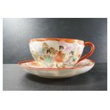 JAPANESE HAND-PAINTED GEISHA TEA CUP & SAUCER