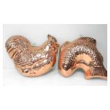 FISH & HEN DECORATIVE COPPER-TONE MOLDS