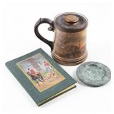 FOX HUNTING THEMED BEER STEIN, ASHTRAY & JOURNAL