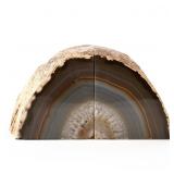 PAIR OF NATURAL POLISHED AGATE GEODE BOOKENDS