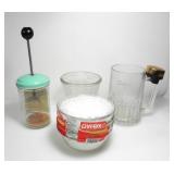 DAD'S BEER MUG &RINGER, ONION CHOPPER & PYREX SET