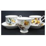 BLUEBIRD PORCELAIN CUPS AND SAUCERS