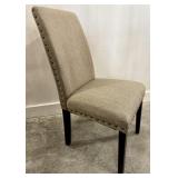 HIGH BACK LIBRARY CHAIR WITH METAL BUTTON DETAL
