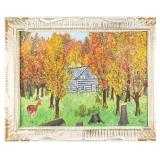 K. O'DONNELL AUTUMN LANDSCAPE WITH LOG CABIN 1972