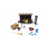 FIREPLACE AND ACCESSORIES FOR DOLL HOUSE
