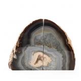 PAIR OF NATURAL POLISHED AGATE GEODE BOOKENDS