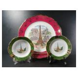 LIMOGES FRANCE SOUVENIR DE PARIS PLATE & ASHTRAYS