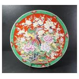 JAPANESE HAND-PAINTED PEACOCK DISPLAY PLATE