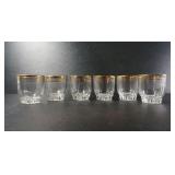 FRENCH GLASS SHOT GLASSES WITH GOLD TRIM