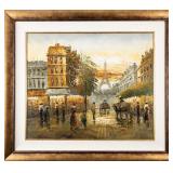 PARISIAN STREET SCENE OIL PAINTING