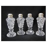 4 CRYSTAL SHAKERS W/ STERLING SILVER CAPS 18.20g