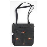 BLACK TOTE BAG WITH EMBROIDERED MONKEYS