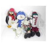 CHRISTMAS STUFFED SNOWMEN, SANTA, & PENGUIN