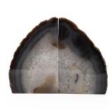 PAIR OF POLISHED AGATE BOOKENDS