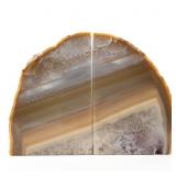 PAIR OF POLISHED AGATE BOOKENDS