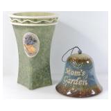 POTTERY VASE & BELL