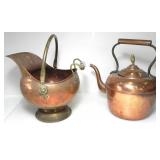 COPPER COAL SCUTTLE BUCKET & TURKISH KETTLE