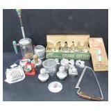 ASSORTED BAKING ITEMS,SAW,TIMER,EGG SLICER