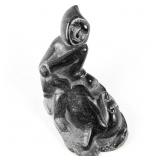 HUNTER AND DOG INUIT CARVED SCULPTURE
