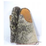 PAIR OF SEAL SKIN MITTENS WITH WOOL LINERS