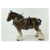 CERAMIC SHIRE HORSE FIGURINE WITH HARNESS