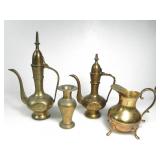 3 BRASS PITCHERS AND VASE