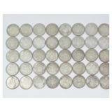 40 CIRCULATED .800 SILVER CDN 50-CENT COINS 466g