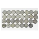 34 SILVER CDN QUARTERS; 33 .800, 1.925 SILVER 176g