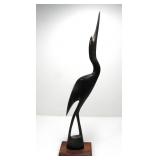 CRANE HAND CARVED WATER BUFFALO HORN FIGURINE