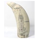 FAUX SCRIMSHAW WHALETOOTH  CARVING OF OTTAWA/RCMP