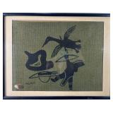 HELEN KALVAK RCA PRINT ON BURLAP ESKIMO HUNTER