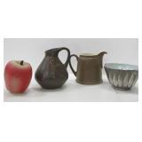 CERAMIC MILK PITCHER, BOWL AND JAR