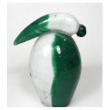 ABSTRACT GREEN 7 WHITE ART GLASS BIRD
