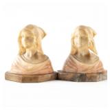 PROF. SARCHI ALABASTER  FEMALE BUST BOOKENDS