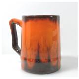 CANADIANA POTTERY LTD. ORANGE/BLACK DRIP GLASZ MUG