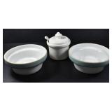 SUGAR BOWL AND TWO SMALL BOWLS