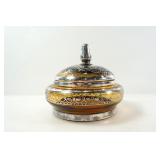 AMBER GLASS COVERED CANDY DISH