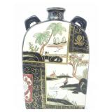 ASIAN FISHING IN NATURE SCENE CERAMIC VASE