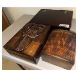 THREE ASSORTED STORAGE BOXES