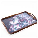 FLORAL MOTIF RESIN SERVING TRAY