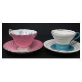 AYNSLEY PORCELAIN TEA CUPS AND SAUCERS