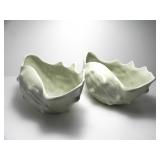 PALE GREEN CERAMIC SEASHELL VASES/PLANTERS