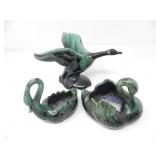 BLUE MOUNTAIN GLAZED GOOSE & 2 SWANS