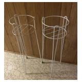 PAIR PAINTED WHITE WROUGHT IRON PLANT STANDS