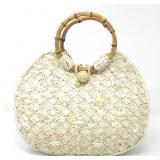 WOVEN RAFFIA BAG WITH BAMBOO HANDLE