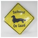 'DACHSHUND ON GUARD' SQUARE ALUMINUM WALL SIGN